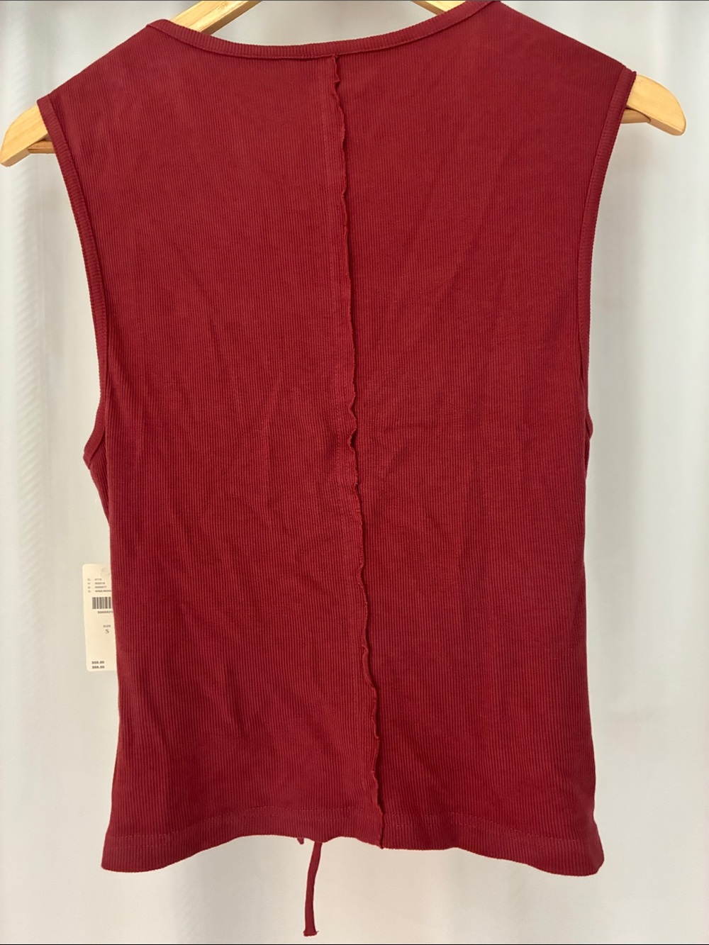 NWT Anthologie Pilcro Ruched V-Neck Tank in Wine - Picture 2 of 3